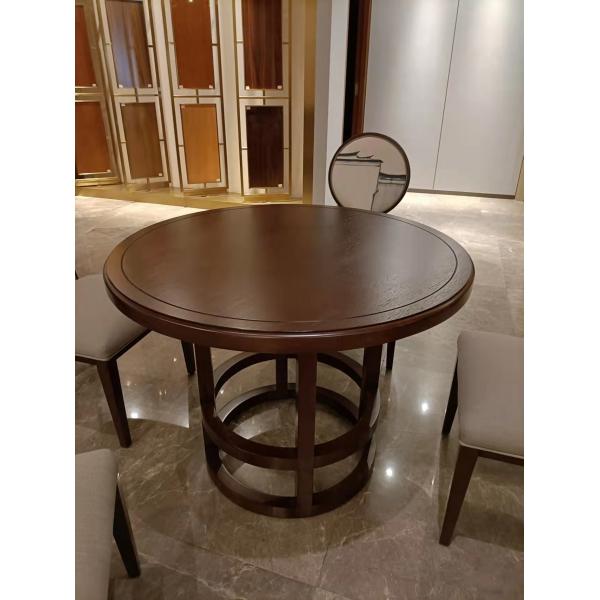 Quality ISO14001 Veneer Hotel Restaurant Furniture Solid Wood Dinning Table Set for sale