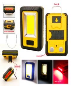 Quality ABS Plastic COB LED Rechargeable Work Light 4 Pcs RED LED In Head And 1pc COB In for sale