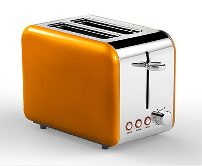 Quality Reheat Function Brushed Chrome Stainless Steel Toaster 2 Slice for sale