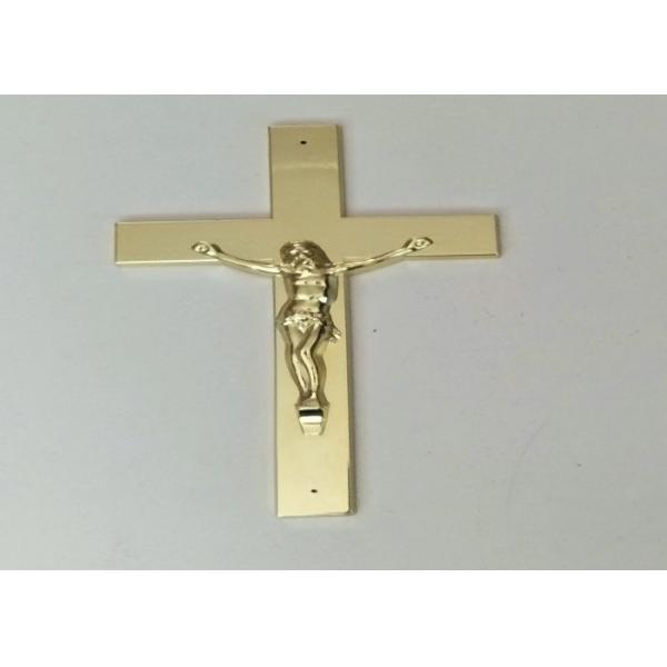 Quality Pale Gold PP Plastic Coffin Crucifix 24×14cm For Funeral Casket for sale