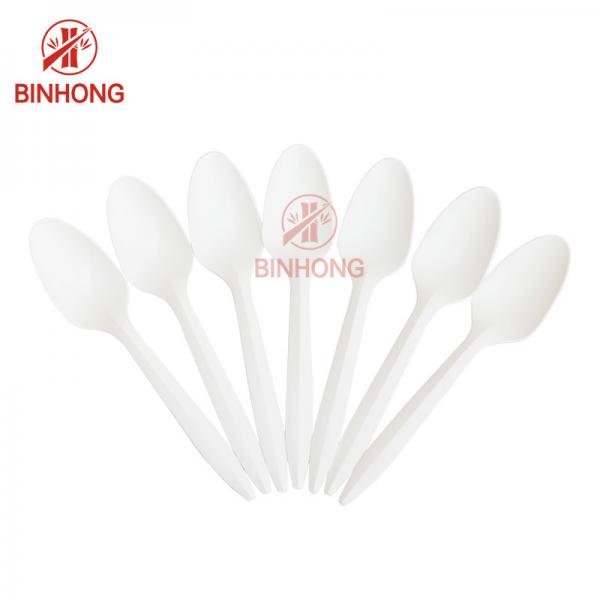 Quality Degradable Cornstarch 14.8cm Wooden Spoon Cutlery for sale