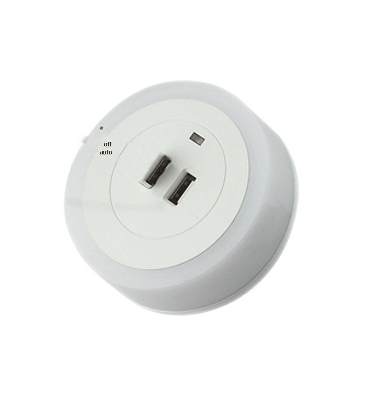 China White Harmless LED Bathroom Night Light Portable Versatile As 2 Ports USB Charger factory