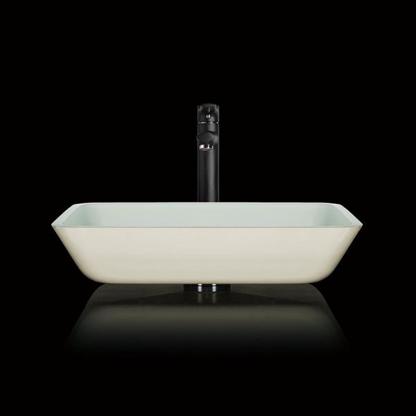 Quality Pedestal Above Counter Rectangular Vessel Sink Glass Bowl Bathroom Countertop for sale
