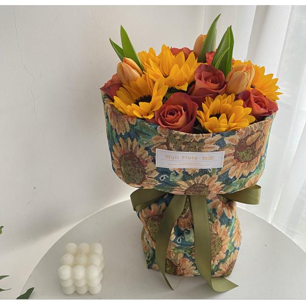 Quality Printed Gift Sunflower Wrapping Paper Floral Bouquet Personalised Wrapping Paper for sale