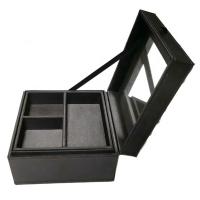 China Handmade Luxury Fancy Jewelry Box With Mirror Black Color Custom Size factory