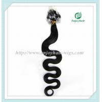 China Micro ring loop hair extensions 16-26L indian remy hair 1B# color body wave hair factory