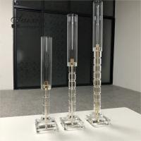 China Hot ! wedding & home decoration flower stand single square crystal column candle holder factory