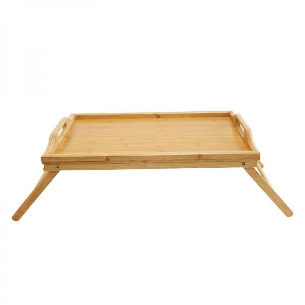 Quality Bed Food Serving Sustainable Bamboo Breakfast Tray Table With Folding Legs for sale