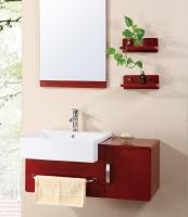 China Newest Solid wood ceramic basin bathroom cabinet factory