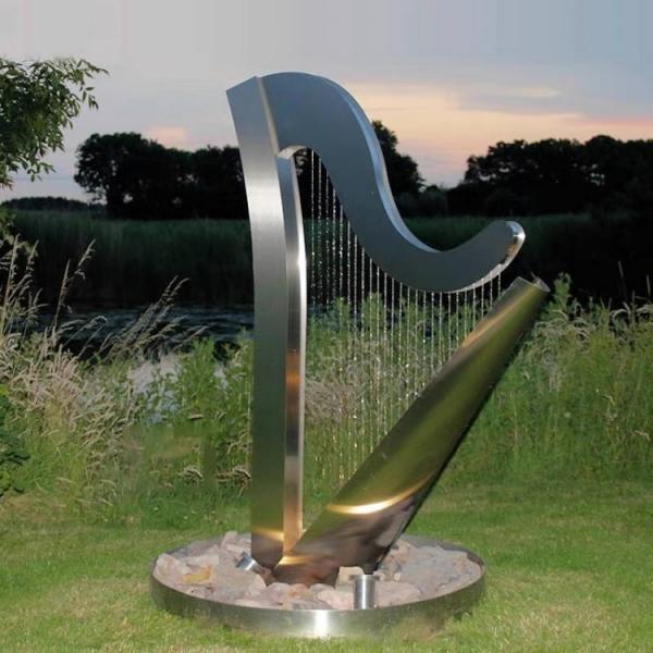 Quality Outdoor Water Fountain Harp Metal Garden Statues Stainless Steel Sculpture for sale