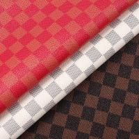 China Printed PVC Leather For Bags Mixed Color Checkerboard Faux Leather Fabric factory
