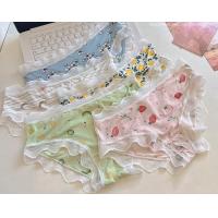 China Silk Womens Underwears Teens Cute Fruits Print Elastic Ice Lace Panties Breathable Young Ladies factory
