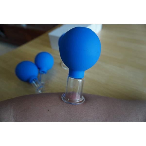 Quality Blue 15/25/35/55mm Vacuum Cupping Glass Cupping Therapy Set For Face Cupping for sale