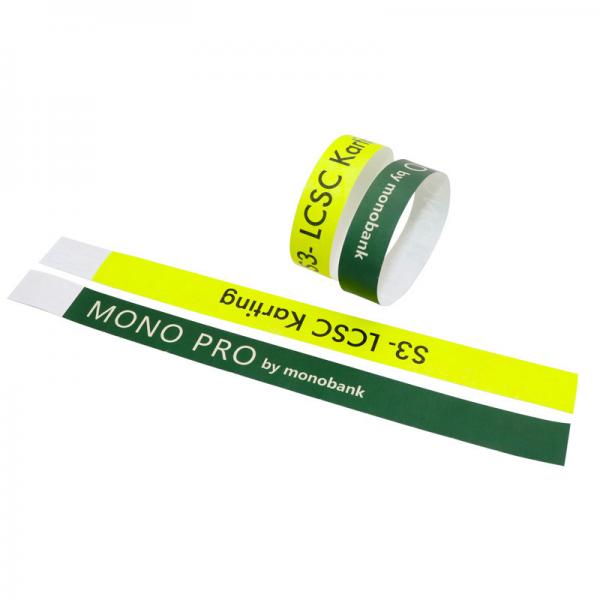 Quality Barcode Customizable Event Wristbands , Adjustable Paper Bracelets For Events for sale