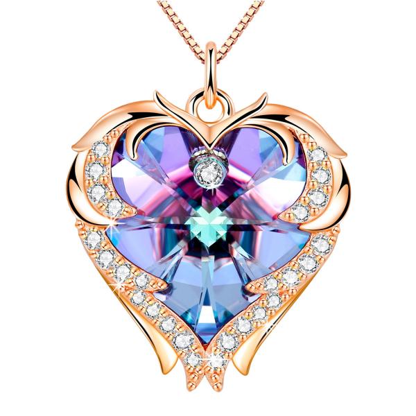 Quality 8.2g 1.5ft Crystal Heart Necklace Slightly Askew Heart Shape Pendant for sale
