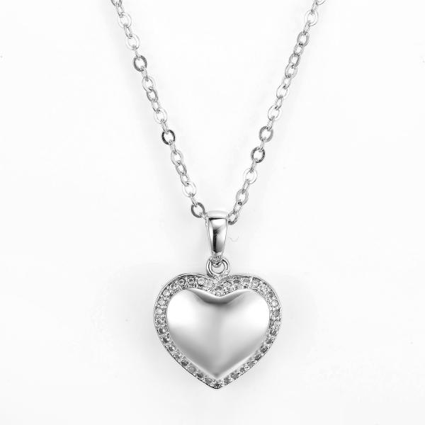 Quality 3.15g 925 Silver CZ Pendant Rhodium Valentines Day Heart Pendant for sale