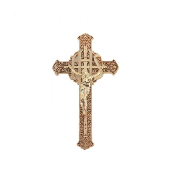 Quality Jesus 3# Casket Cross PP Material Coffin Cross Crucifix Gold Color for sale