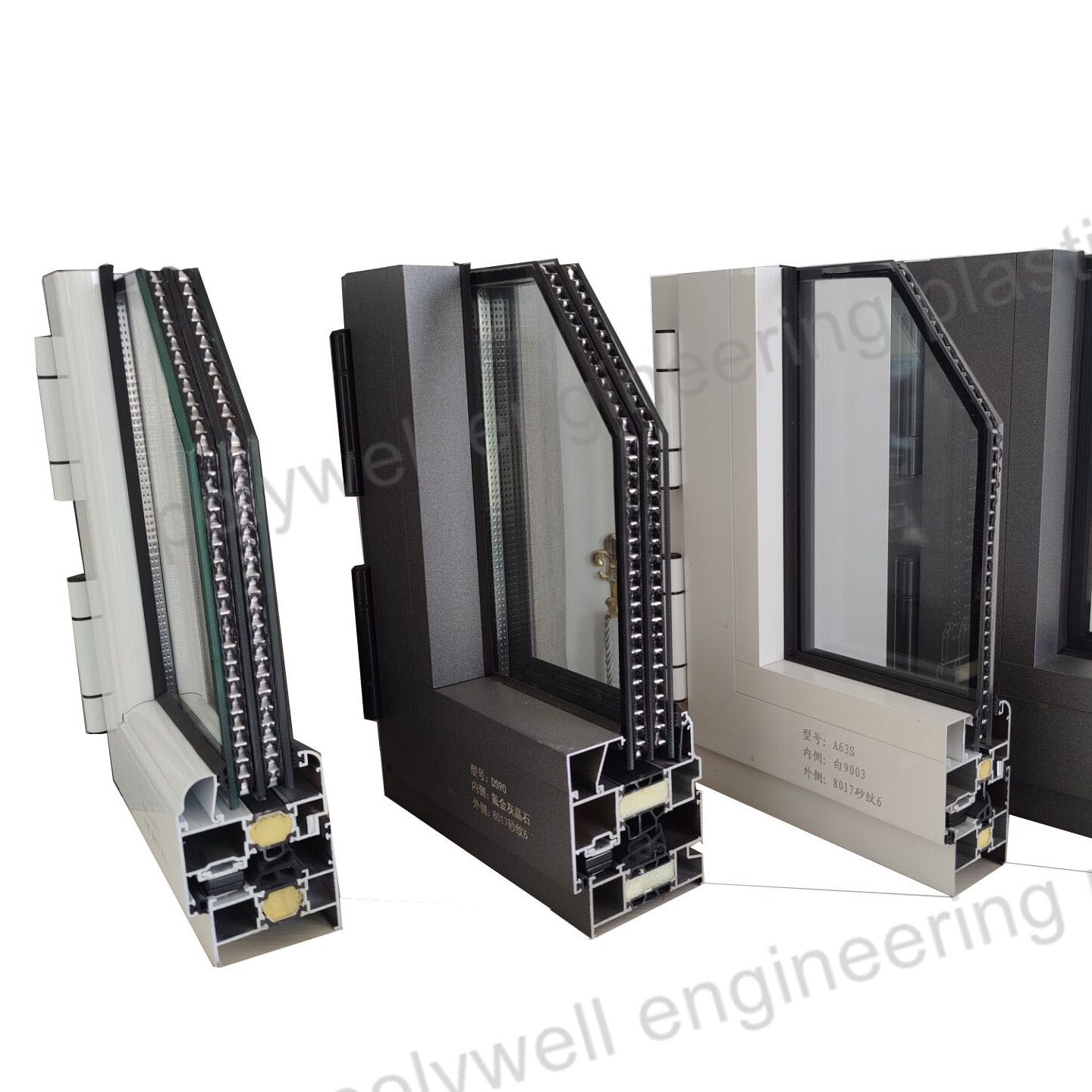 China Customized Windproof Aluminum Window 6061 PA66 Heat Insulation Profile factory
