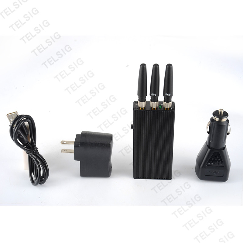 China GSM / 2G / 3G Portable Cell Phone Signal Jammer , 3 Antenna Portable Cell Phone Blocker Isolator factory