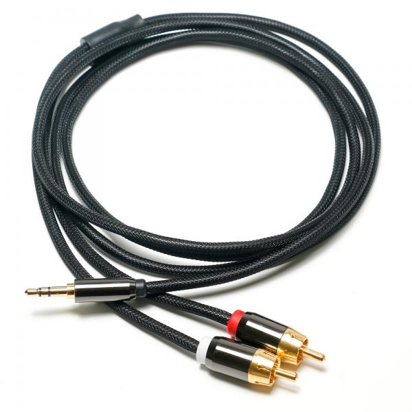 Quality RCA 3.5MM Digital Audio Cable 2/1 Knit Rope Plated Golden Port For Soundbar Car for sale