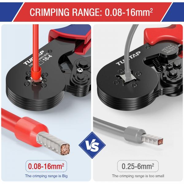 Quality 0.08-16mm2 Ferrule Wire Crimper Tool Lightweight With Comfortable Handle for sale