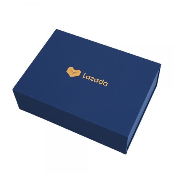 Quality Navy Blue Custom Luxury Cosmetic Packaging Gift Boxes With Gold Foil for sale