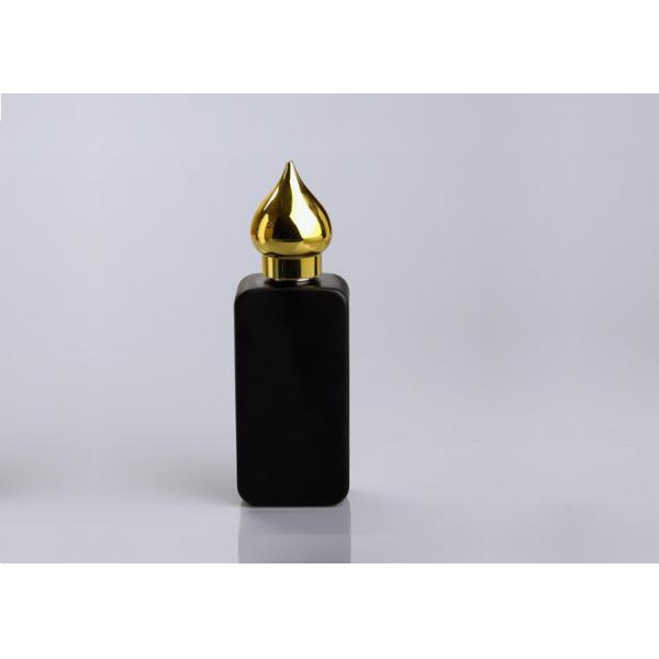 Quality Black Matte Glass Rectangle Perfume Bottle Refillable With Screw Gold Cap for sale