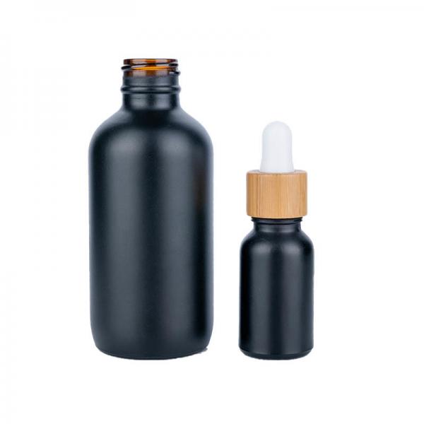 Quality Glass Eye Dropper Bottles 30ml Round Black Frosted Small  Essential Oil Bottle for sale