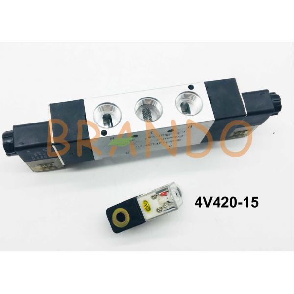 Quality 1/2'' Double Coils 5/2 Way Pneumatic Cylinder Valve 4V420-15 0.15-0.8MPa for sale