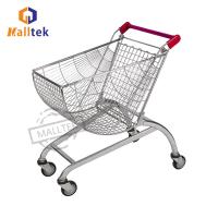 China Fan Shaped Metal Shopping Trolley Cart For Supermarket Grocery Foldable Trolley factory