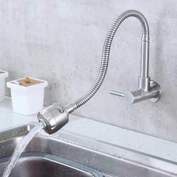 Quality SUS304 Gooseneck Kitchen Faucet Bathroom Extendable Sink Faucet with Sprayer for sale