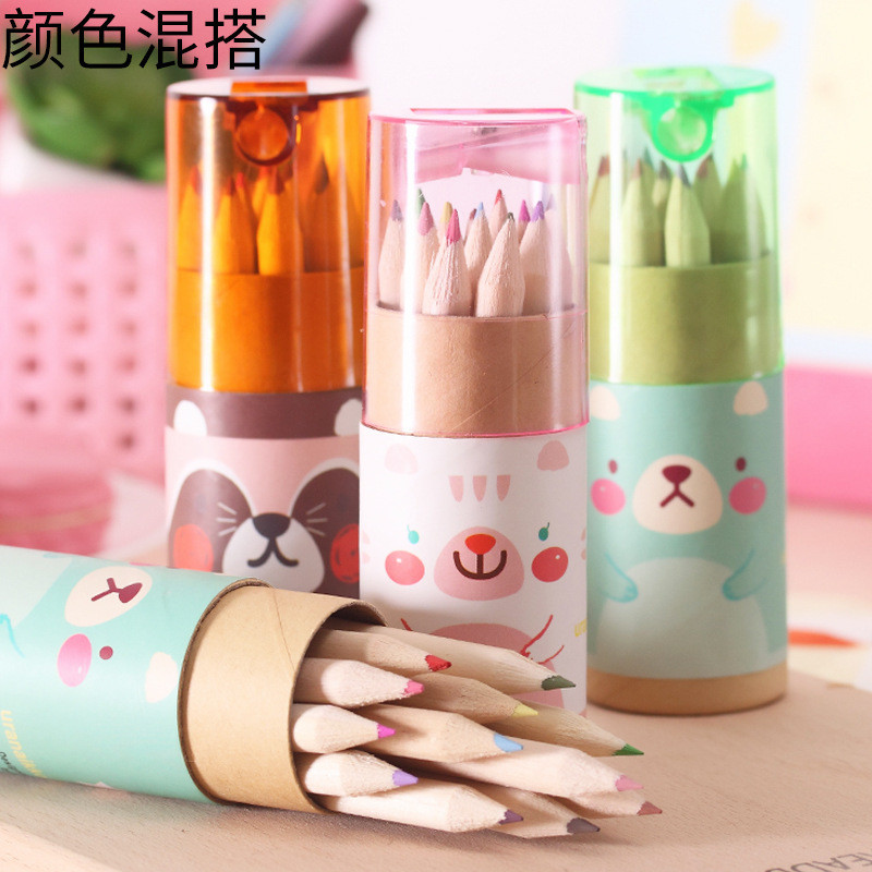 China Pencil 12 Colored Pencils With Topper Sharpener Tube Packing Colorful Wooden Pencil factory