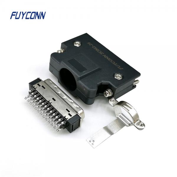 Quality 50 Pin Servo Connector Male Mini Solder Type Servo SCSI Cable Connector W/ Cover for sale