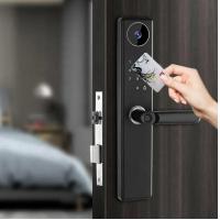 Quality Fingerprint Smart Front Door Locks With Peephole Camera Anti Peep Tuya Remote for sale