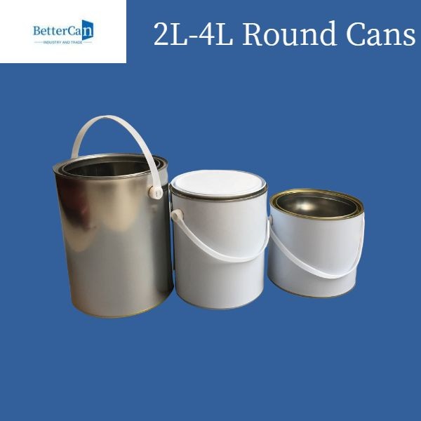 Quality 3 Liter / 5 Liter Paint Tin Cans Round Metal Tin Can For Chemical Coating Storage for sale