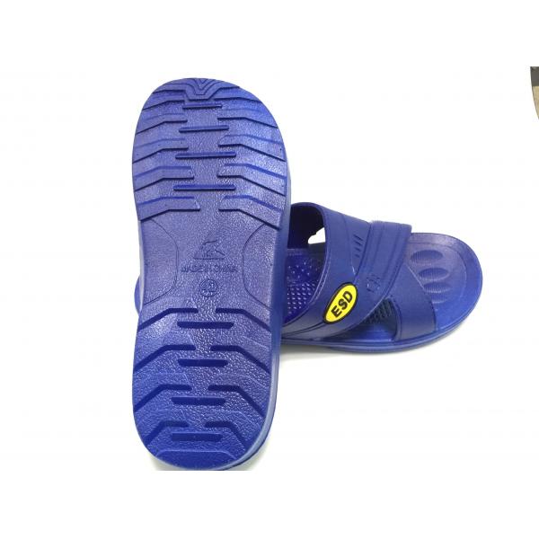 Quality Blue Black White ESD Safe Materials SPU ESD Slipper Cross Type Symbol Embossed for sale