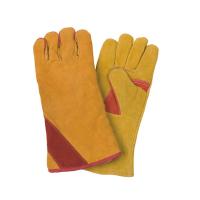 China Cow Split Leather Welding Glove LC2033A within High Temperature Resistance Yellow factory