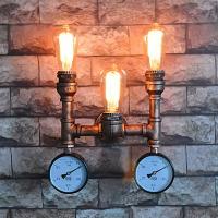China Vintage Industrial Water Pipe Wall Light Retro E27 Edison Wrought Iron steampunk lamp (WH-VR-90) factory