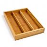 China 5 Large Compartments Bamboo Kitchen Adjustable Cutlery Drawer Tray Drawer Organizer factory