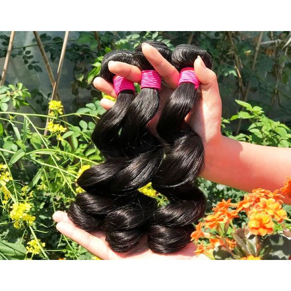Quality Healthy 100% Malaysian Human Hair Weave Natural Black / Dark Brown From Young Girl for sale