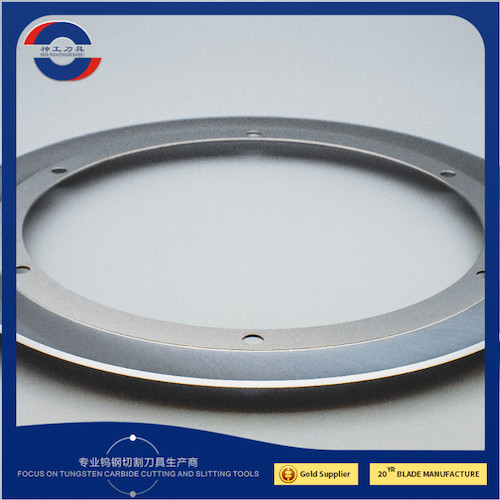 Quality Rotary Paper Slitter Blade HRA90-HRA92.1 Circular Carbide Slitter Blade Silver for sale