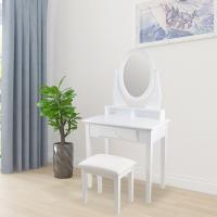 China Fashion Solid Wood White 75*80*40cm Mirrored Dressing Table Stool for sale