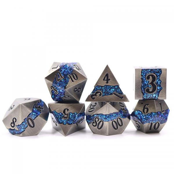 Quality Zinc Alloy Luxury Metal Polyhedral Dice Lightweight Sharp Edged for sale
