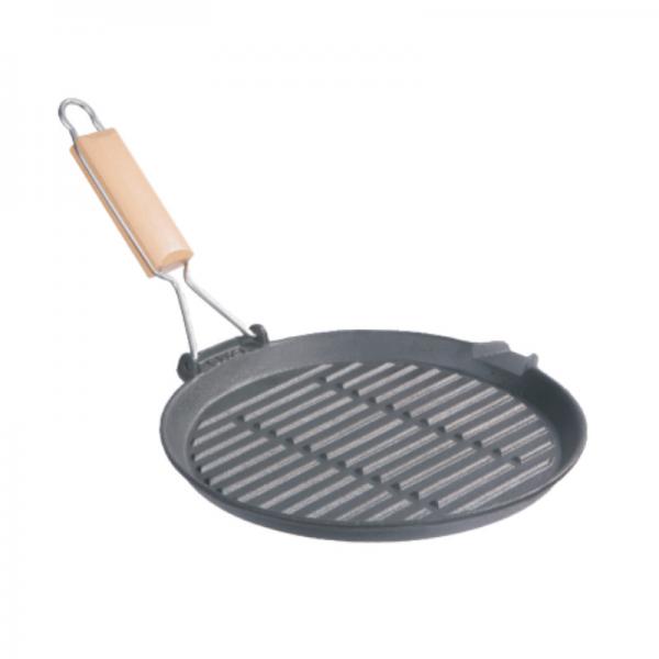 Quality 27cm Cast Iron Grill Griddle 10inch With Folding Handle ISO9001 for sale