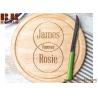 China Ustic Edge Or Eco-Friendly Hevea Wood Personalised Couple's Names Venn Diagram Round Board factory