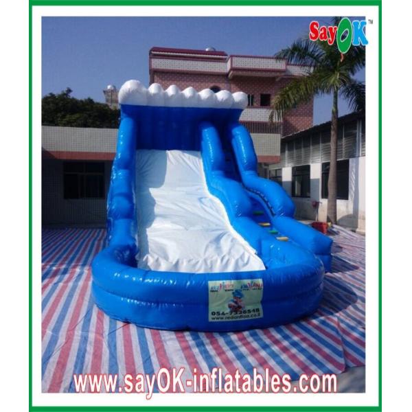 Quality Inflatable Slip And Slide With Pool Enviromentally-Friendly Blue Ocean Inflatable Slide 0.55mm PVC With Water Pool for sale