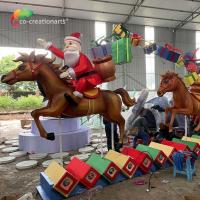Quality Christmas Decoration Santa Horse Resin Gift Box Zigong Lantern For Amusement for sale