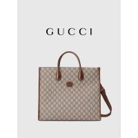 Quality Panelled GG Supreme Print Gucci Canvas Tote Bag Shoulder Bag With Interlocking G for sale