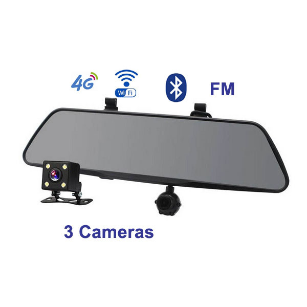 China 4G  mobile dvr  car dashcam  Rear View Mirror Car camera DVR GPS with 3 camaras for sale