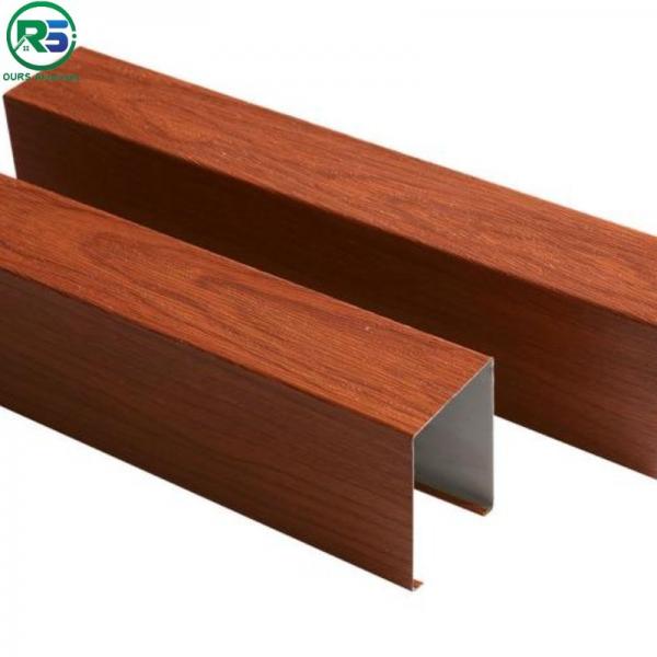 Quality Coating Linear Suspended Metal Ceiling Wooden Colour Aluminium Baffle Ceiling for sale